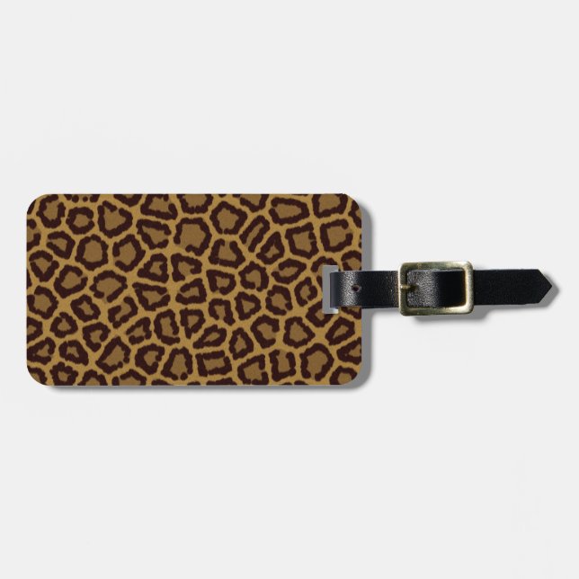 Etiqueta Para Maletas Fondo de azulejos con piel de leopardo (Frente Horizontal)