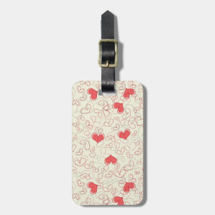 Etiqueta Para Maletas Fondo de corazones cortos