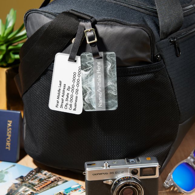 Etiqueta Para Maletas Fondo de humo blanco (Anverso & Reverso)