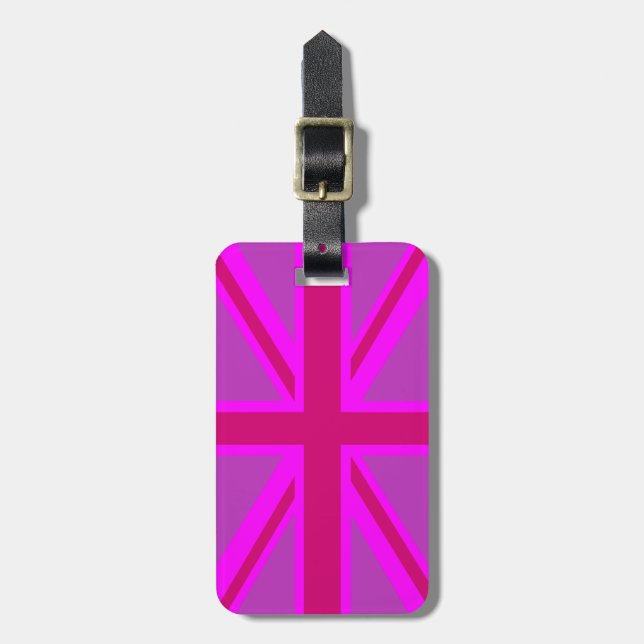 Etiqueta Para Maletas Fondo de la bandera británica Jack Pink (Frente Vertical)
