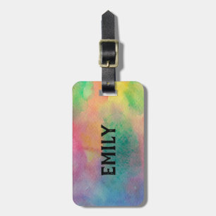 Etiqueta Para Maletas Fondo de las acuarelas del monograma del personali