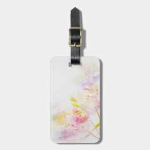 Etiqueta Para Maletas fondo floral con las flores de la acuarela