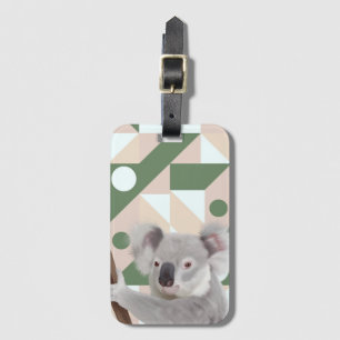 Etiqueta Para Maletas Fondo geométrico verde fluffy Koala