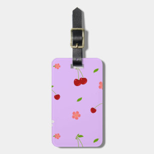 Etiqueta Para Maletas Fondo juguetón de frutas y flores de cereza