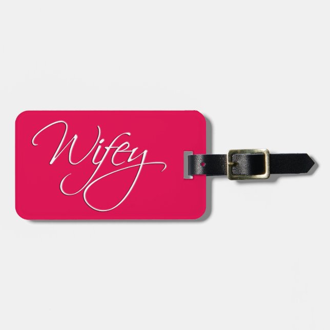 Etiqueta Para Maletas Fondo modificable de caligrafía de Wifey (Frente Horizontal)