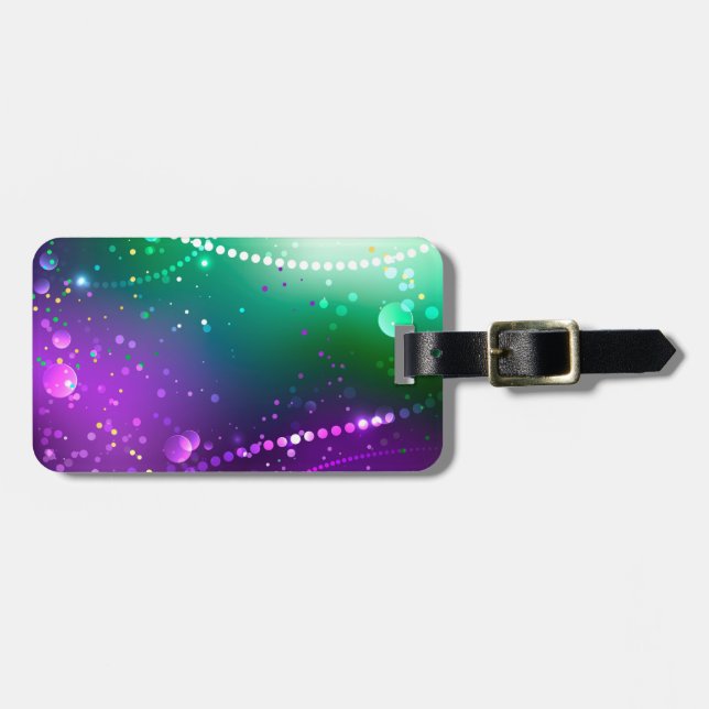 Etiqueta Para Maletas Fondo morado festivo Mardi Gras (Frente Horizontal)
