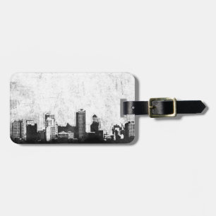 Etiqueta Para Maletas Fondo sucio de la ciudad en blanco y negro