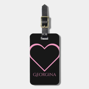 Etiqueta Para Maletas Forma rosada del corazón + Nombre personalizado