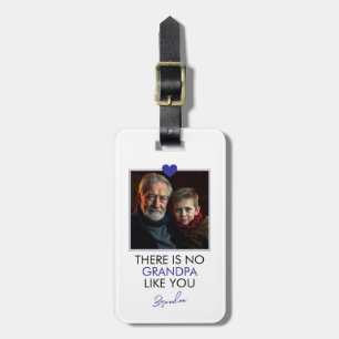 Etiqueta Para Maletas Foto de abuelo de nieto de corazón azul simple