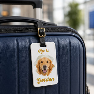 Etiqueta Para Maletas Foto de Golden Retriever La vida es dorada