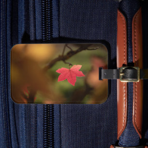 Etiqueta Para Maletas Foto de la naturaleza de la hoja de otoño roja