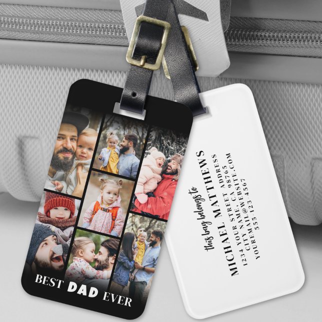 Etiqueta Para Maletas Foto de papá personalizada (Personalized Dad Photo Luggage Tag)
