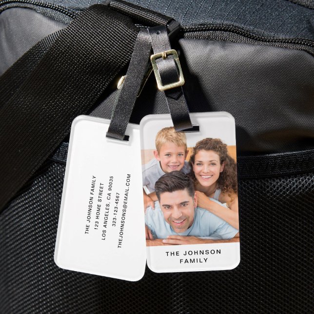 Etiqueta Para Maletas Foto familiar moderna (Modern Family Photo Luggage Tag)