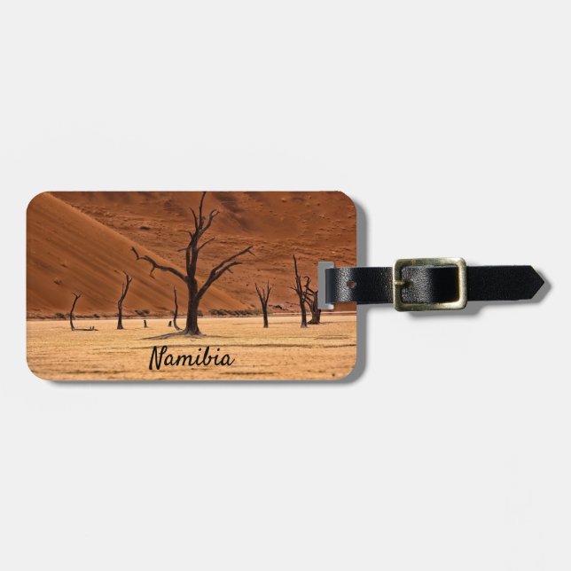 Etiqueta Para Maletas Foto paisajística de Namibia muerta con texto (Frente Horizontal)