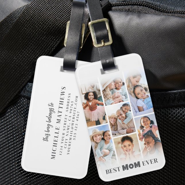 Etiqueta Para Maletas Foto personalizada de mamá (Personalized Mom Photo Luggage Tag)