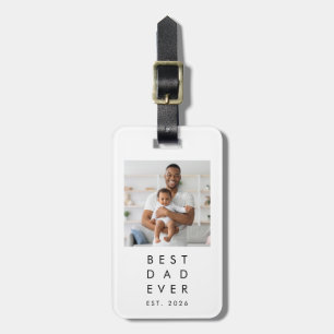 Etiqueta Para Maletas Foto personalizada en blanco y negro Mejor papá de