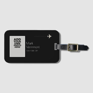 Etiqueta Para Maletas foto personalizada negro viaje
