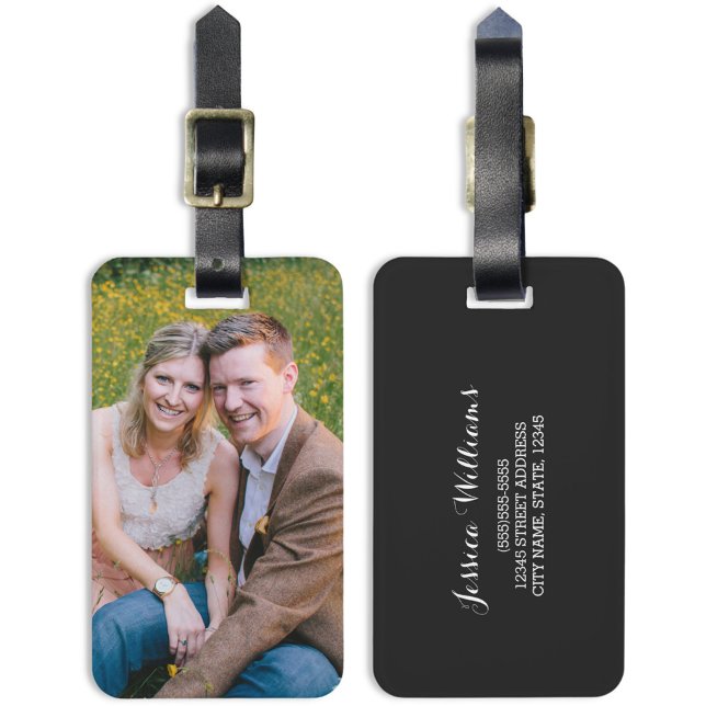 Etiqueta Para Maletas Foto personalizado (Personalized Front Photo and Back Contact Information)