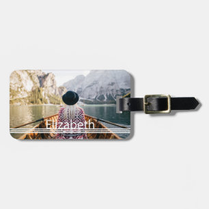 Etiqueta Para Maletas Foto Personalizado Agregar su nombre líneas modern
