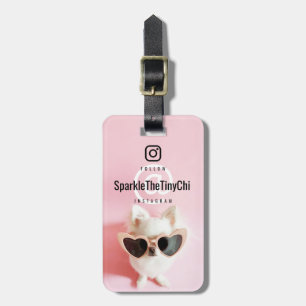 Etiqueta Para Maletas Foto personalizado y texto síganme a doble cara