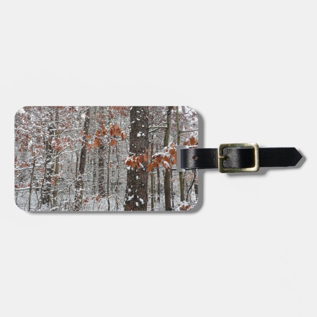 Etiqueta Para Maletas Fotografía de naturaleza invernal de robles cubier (Frente Horizontal)