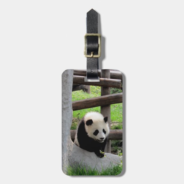 Etiqueta Para Maletas Fotografía de Panda - Personalizable (Frente Vertical)
