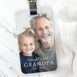 Etiqueta Para Maletas Fotografía del mejor abuelo abuelo del mundo<br><div class="desc">Etiqueta de equipaje que muestra la foto de su personalizado y el texto "El mejor granpa del mundo" con el año personalizado u otro texto debajo.</div>
