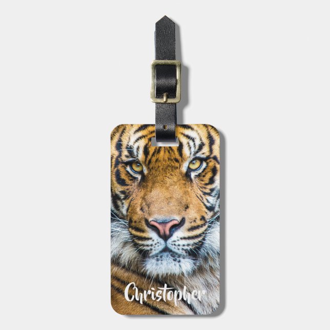 Etiqueta Para Maletas Fotografía del tigre personalizada (Frente Vertical)