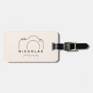 Etiqueta Para Maletas Fotografía Minimalista beige y negra