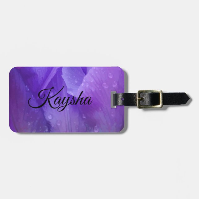 Etiqueta Para Maletas Fotografía púrpura elegante del tulipán de la (Frente Horizontal)