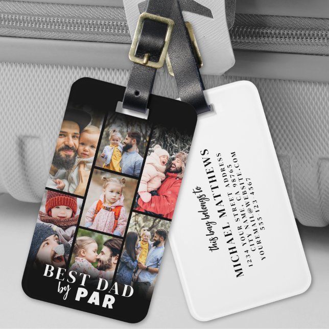 Etiqueta Para Maletas Fotos de papá personalizadas (Personalized Dad Photo Golf Luggage Tag)