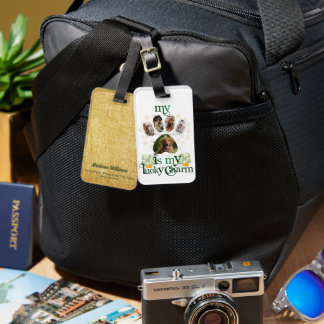 Etiqueta Para Maletas Fotos personalizados perro Purpurina de oro del Dí