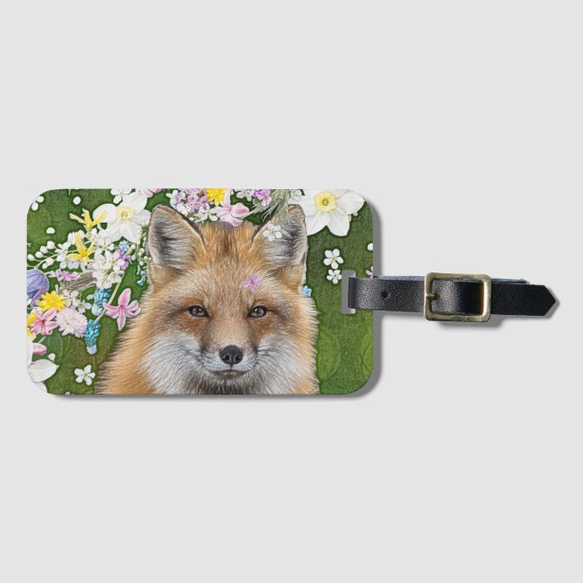 Etiqueta Para Maletas Fox de Flores (Anverso horizontal)