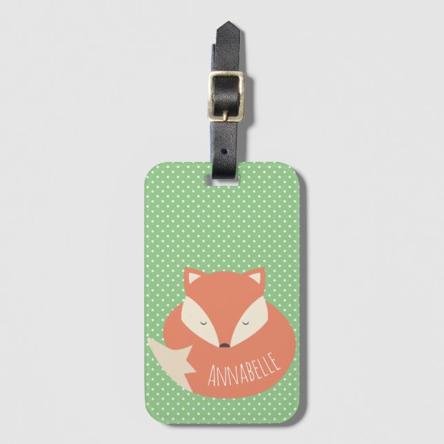Etiqueta Para Maletas Fox lindo personalizado el dormir (Anverso vertical)