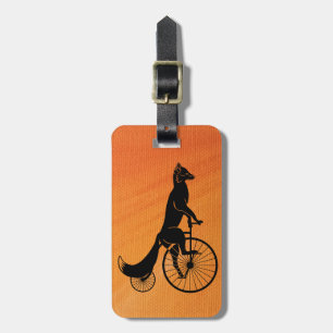 Etiqueta Para Maletas Fox que monta una silueta de la bicicleta en negro