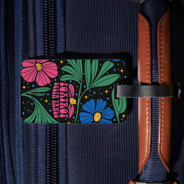 Etiqueta Para Maletas Foxtrot Delta Tango Flower Boho (Reverso  In Situ 2)