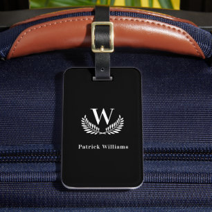 Etiqueta Para Maletas Fragmento de las iniciales en monograma blanco neg