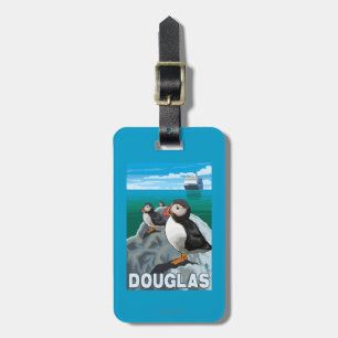 Etiqueta Para Maletas Frailecillos y barco de cruceros - Douglas, Alaska