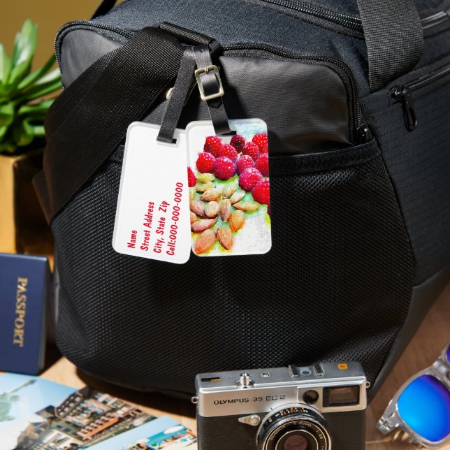 Etiqueta Para Maletas Frambuesas y acuarela de Almonds (Anverso & Reverso)