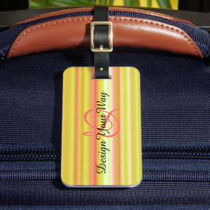 Etiqueta Para Maletas franjas elegantes y coloridas monogramadas moderna