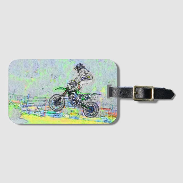 Etiqueta Para Maletas Freestyle Stuntman - Motocross Rider (Anverso horizontal)