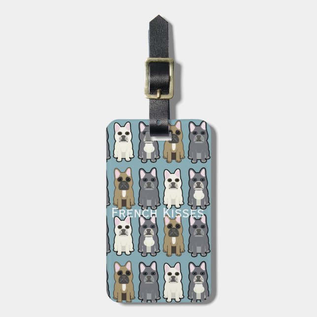 Etiqueta Para Maletas French Kisses, Frenchies (Frente Vertical)