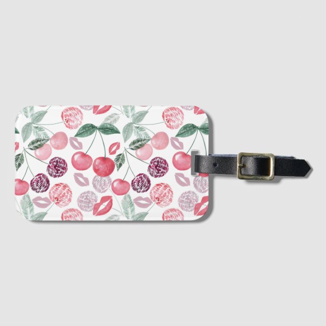 Etiqueta Para Maletas Fresa de cereza roja (Anverso horizontal)