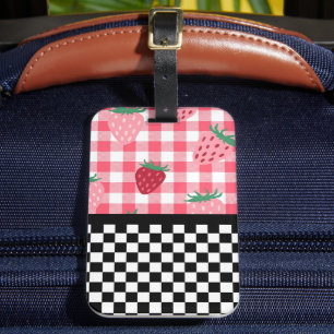 Etiqueta Para Maletas Fresas Caprichosas y Cuadro