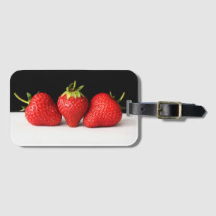 Etiqueta Para Maletas Fresas en negro sobre blanco bc ltcnm