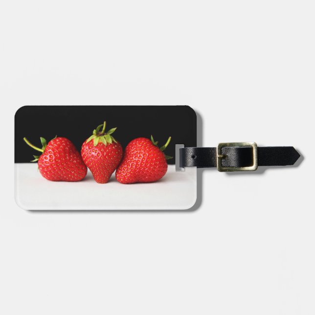 Etiqueta Para Maletas Fresas en negro sobre blanco cd ltcna (Frente Horizontal)