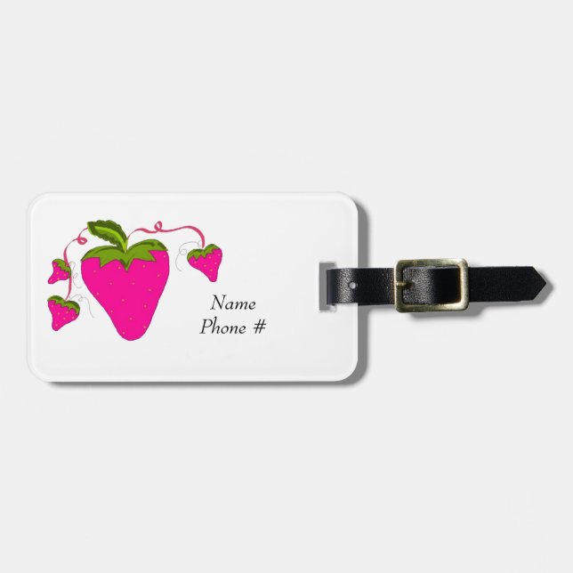 Etiqueta Para Maletas Fresas rosas (Frente Horizontal)