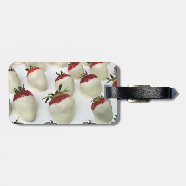 Etiqueta Para Maletas Fresas sumergidas en el chocolate blanco (Atrás Horizontal)