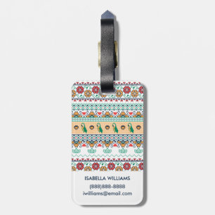 Etiqueta Para Maletas Frida Kahlo  Patrón de Colores