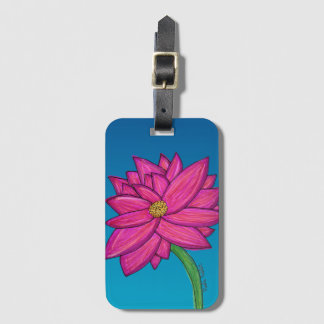 Etiqueta Para Maletas Fuchsia Pink Flower with blue background Tote